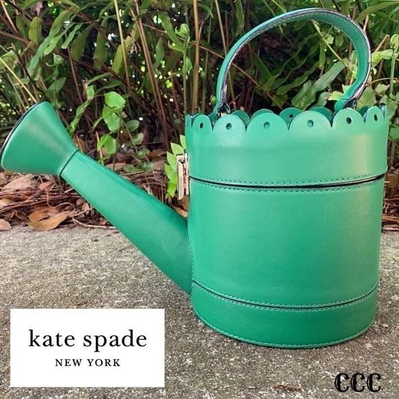 Kate Spade Rare Watering Can Green Flower Pot Bag - Picture 4 of 8
